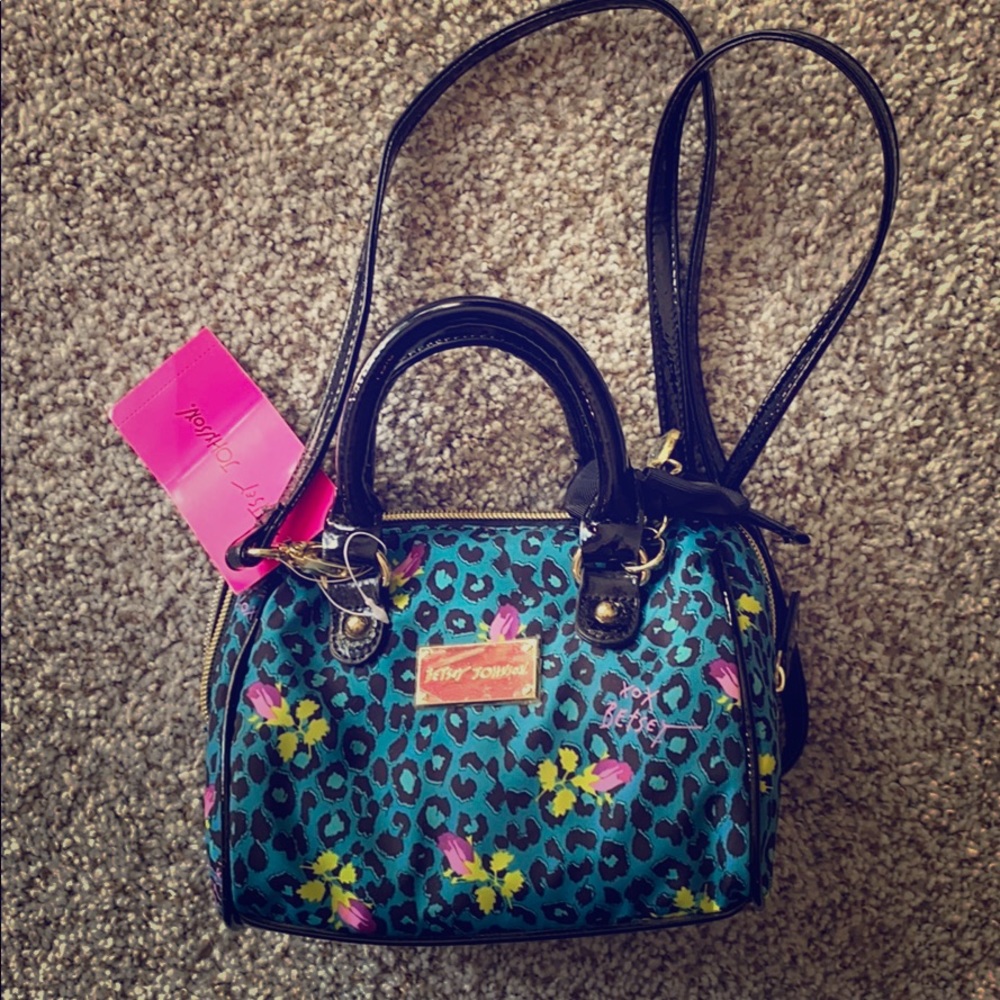 Betsey Johnson Small Blue Leopard Handbag